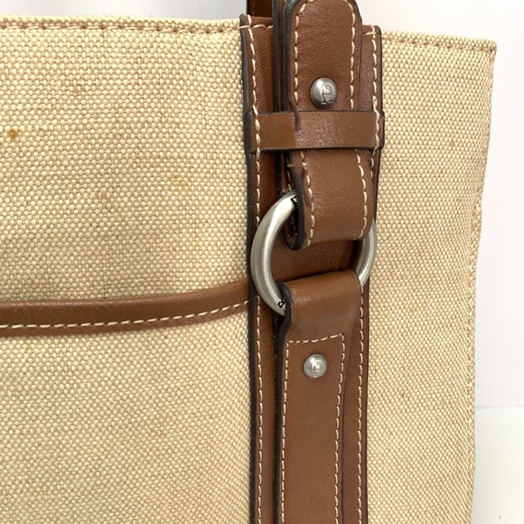 ETIENNE AIGNER Jute Canvas Shoulder Bag Purse Tote - Picture 5 of 16